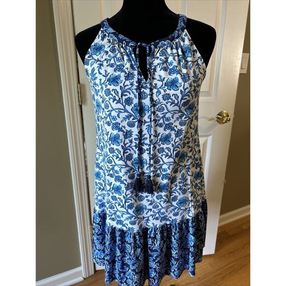 TOMMY BAHAMA Womens Dress Blue Floral V-Neck Tassel SizeXS Lycra Spandex - Picture 1 of 16